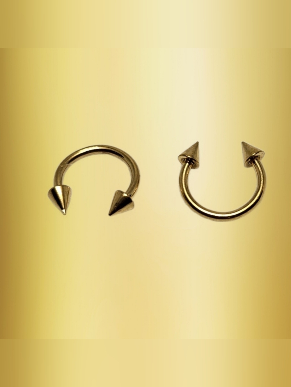 16GA Horseshoe Gold Pvd Plated Over Surgical Steel 5/16"-8MM Spike 3mm Pair